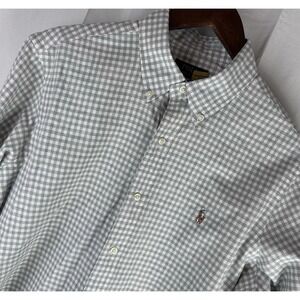 Polo Ralph Lauren Shirt Men XL TG Gray White Gingham Check‎ Classic Long Sleeve